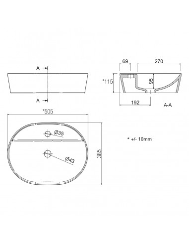 Lavabo de posar VARMEGA PORCELANA BLANCA
