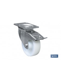 RUEDA NYLON PLACA/FRENO...