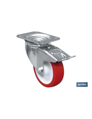 RUEDA POLIURETANO PLACA/FRENO...