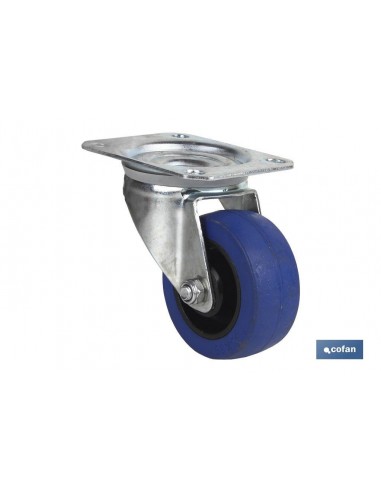 RUEDA GOMA AZUL PLACA Ø125X38MM...