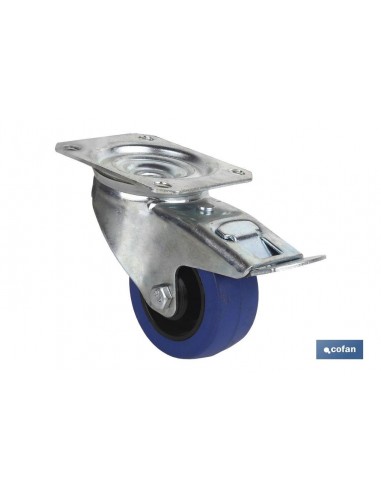 RUEDA GOMA AZUL PLACA/FRENO Ø100X35MM...