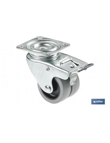 RUEDA DOBLE POLIPROPILENO PLACA/FRENO...