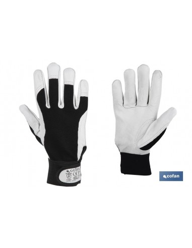 GUANTE VACUNO DORSO TELA + VELCRO T-9...