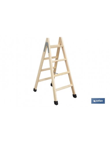 ESCALERA MADERA DOBLE 4 PELDAÑOS 1,00...