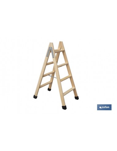 ESCALERA MADERA DOBLE 4 PELDAÑOS 1,00...