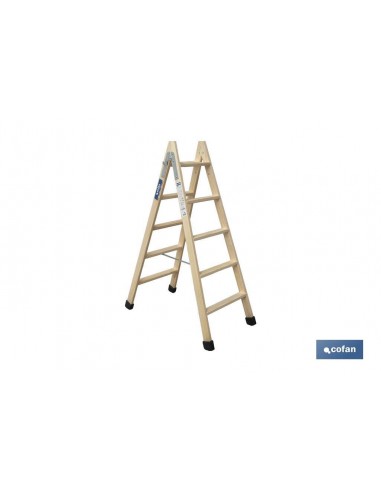 ESCALERA MADERA DOBLE 5 PELDAÑOS 1,25...