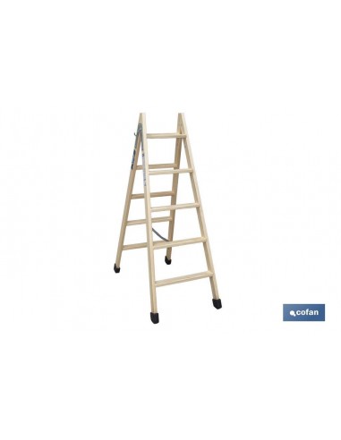 ESCALERA MADERA DOBLE 5 PELDAÑOS 1,25...