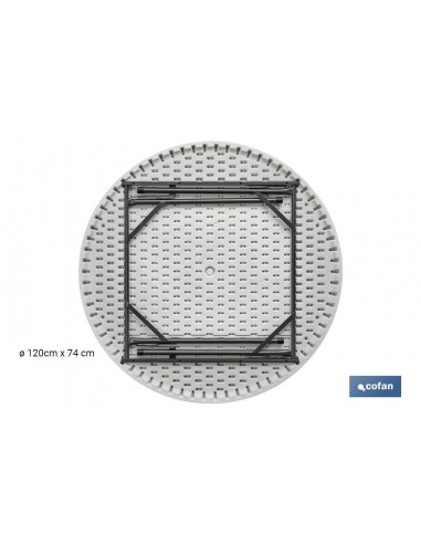 MESA REDONDA PLEGABLE BLANCA 120X74CM...