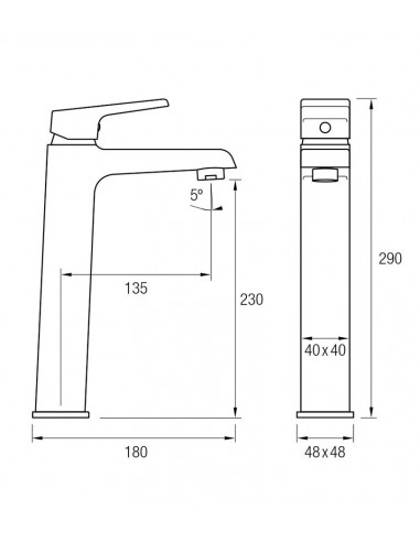 Grifería Baño Arizona lavabo alto plus